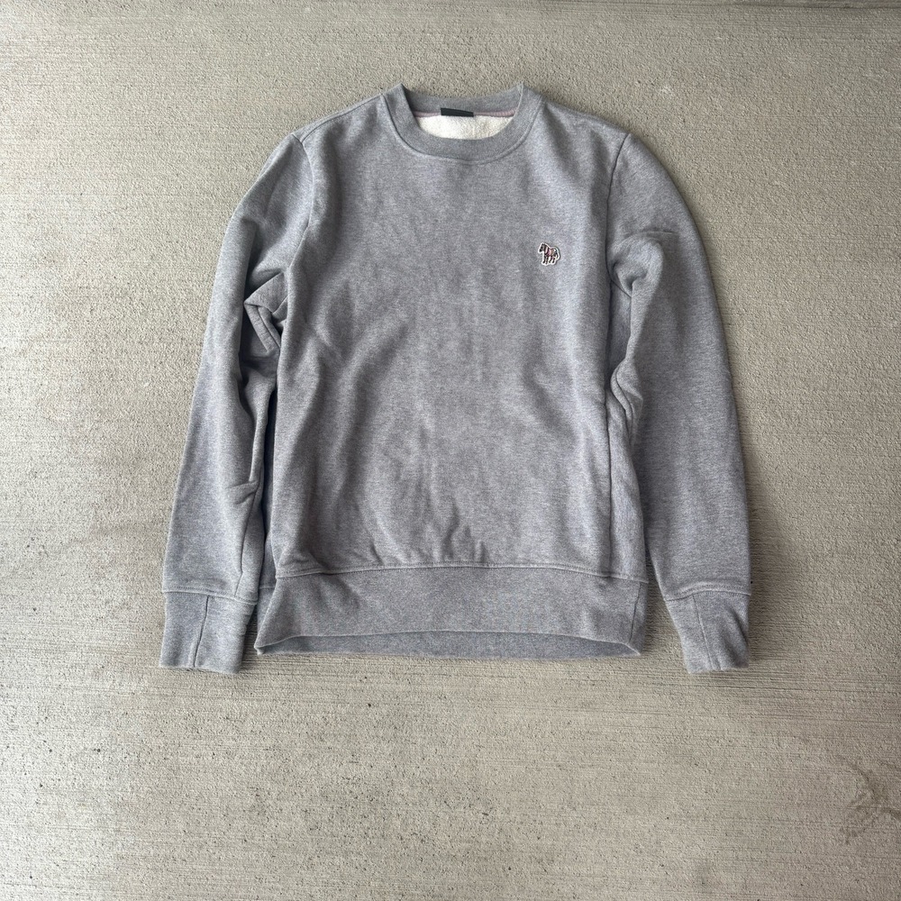 PS Paul Smith Men's Gray Crewneck Sweatshirt Multicolor Zebra Logo Size Small